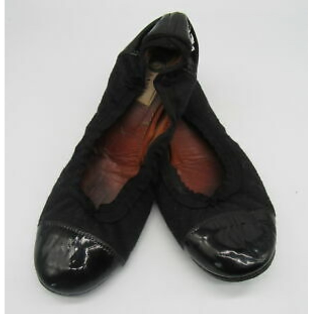LANVIN black cap toe ballet flats sz 8